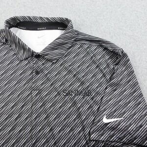 Nike Golf Polo Shirt Mens XL Black White Striped Short Sleeve Performance Rugby‎